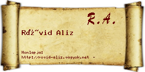 Rövid Aliz névjegykártya